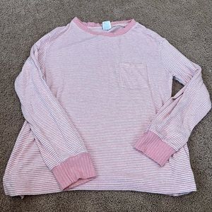 Stars above pink & white striped long sleeve small lounge top